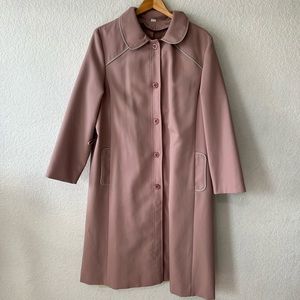 Rain or Shine Vintage Mauve Pink Trench Coat  Sz Large